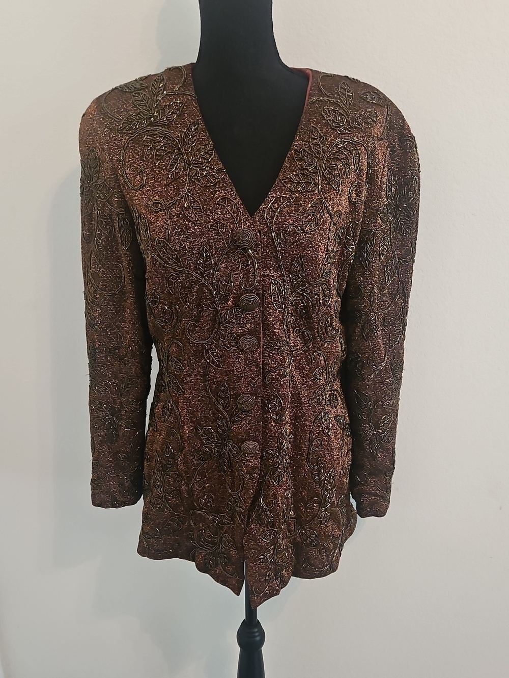 Vintage Carmen Marc Valvo Beaded Bronze Jacket (Flawed But Fabulous!)